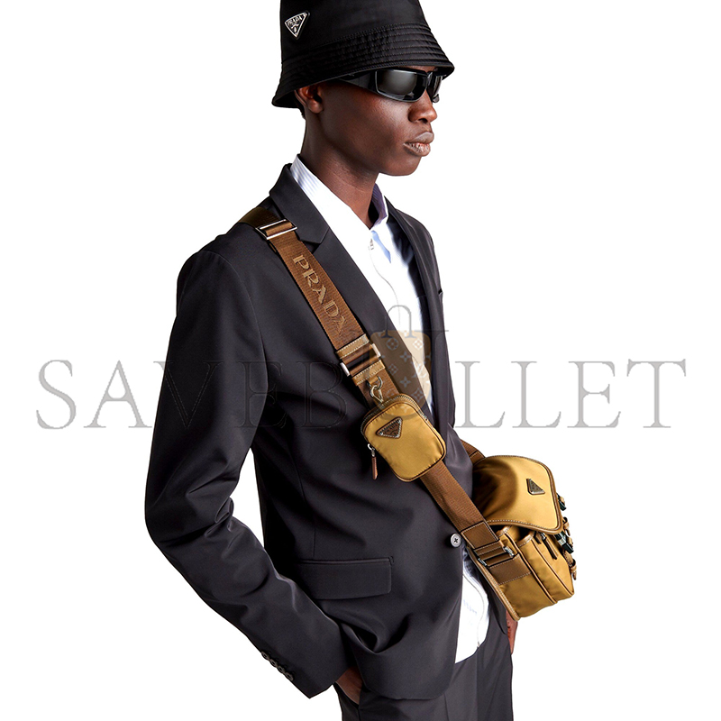 PRADA RE-NYLON AND SAFFIANO LEATHER SHOULDER BAG CROSSBODY 2VD034 (22*16*8.5cm)